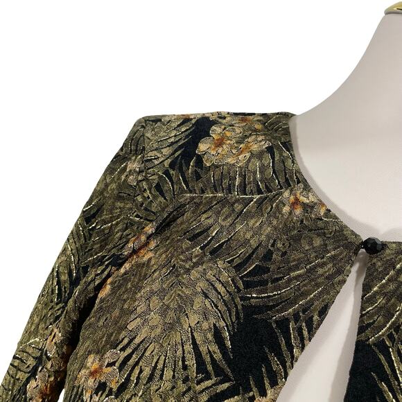 Vintage 90s MSK Women's Floral Open Cardigan Crepe Topper Evening Jacket  Medium - Picture 3 of 13